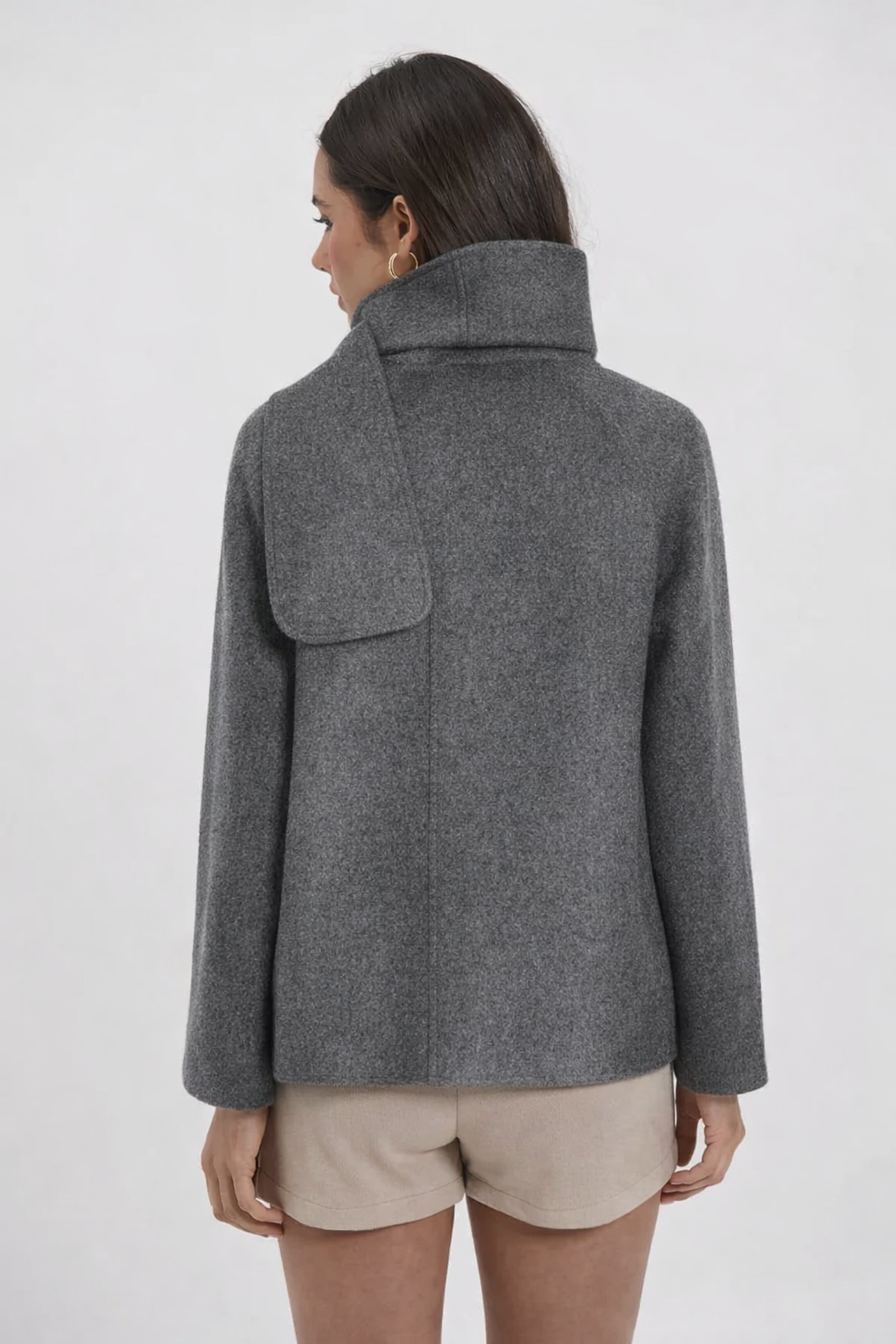 Coat with scarf pattern