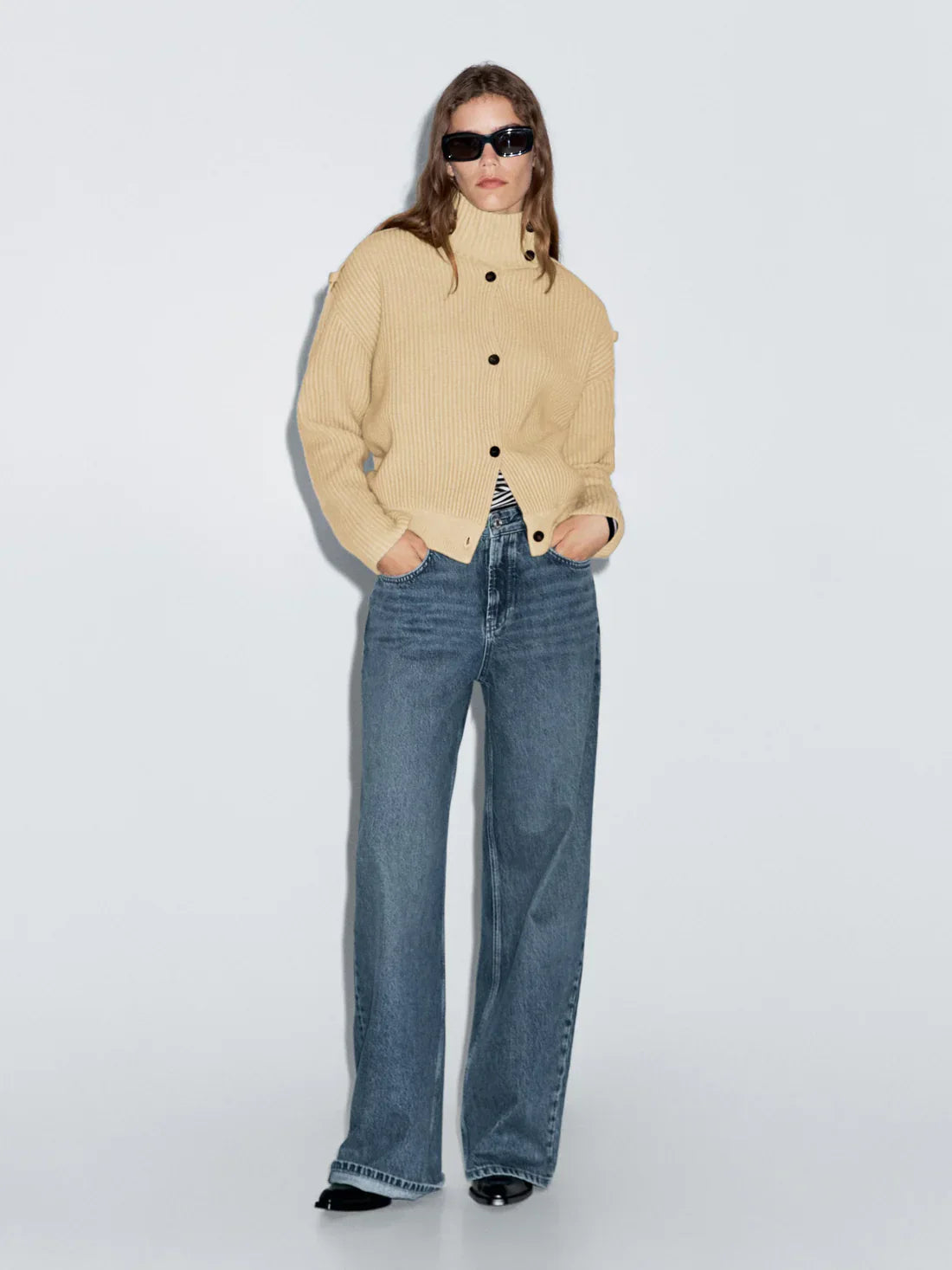 Caldréa Highneck Wool Cardigan