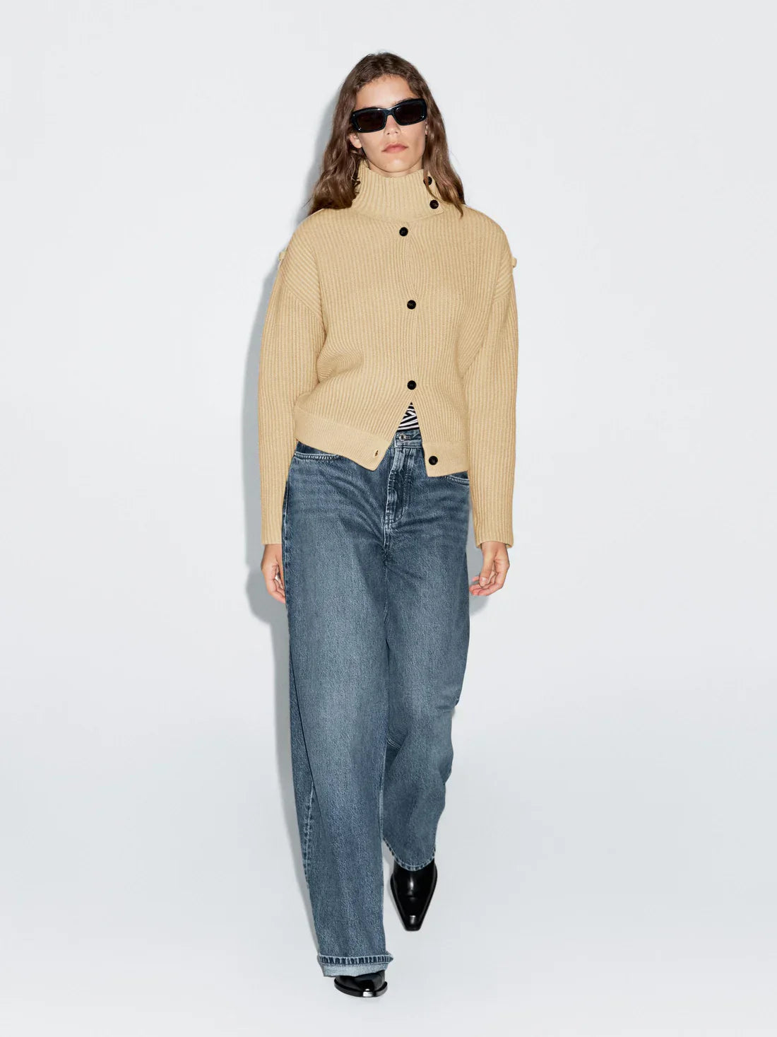 Caldréa Highneck Wool Cardigan