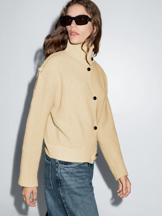 Caldréa Highneck Wool Cardigan