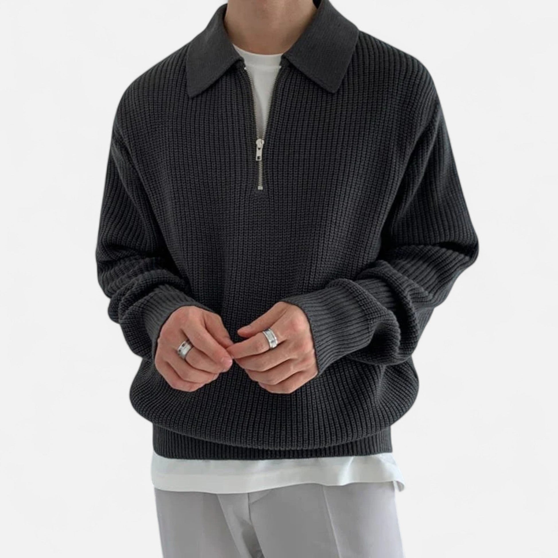 Maison Verdi | Men's Half-Zip Vintage Premium Knit Sweater