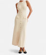 Ancient World | Long Knit Dress with Buttons for Women – Sleeveless Summer Elegance
