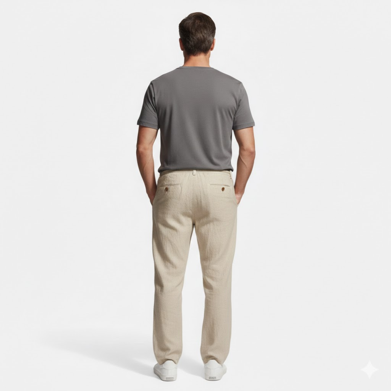 Men's straight-cut cotton sweatpants with drawstring