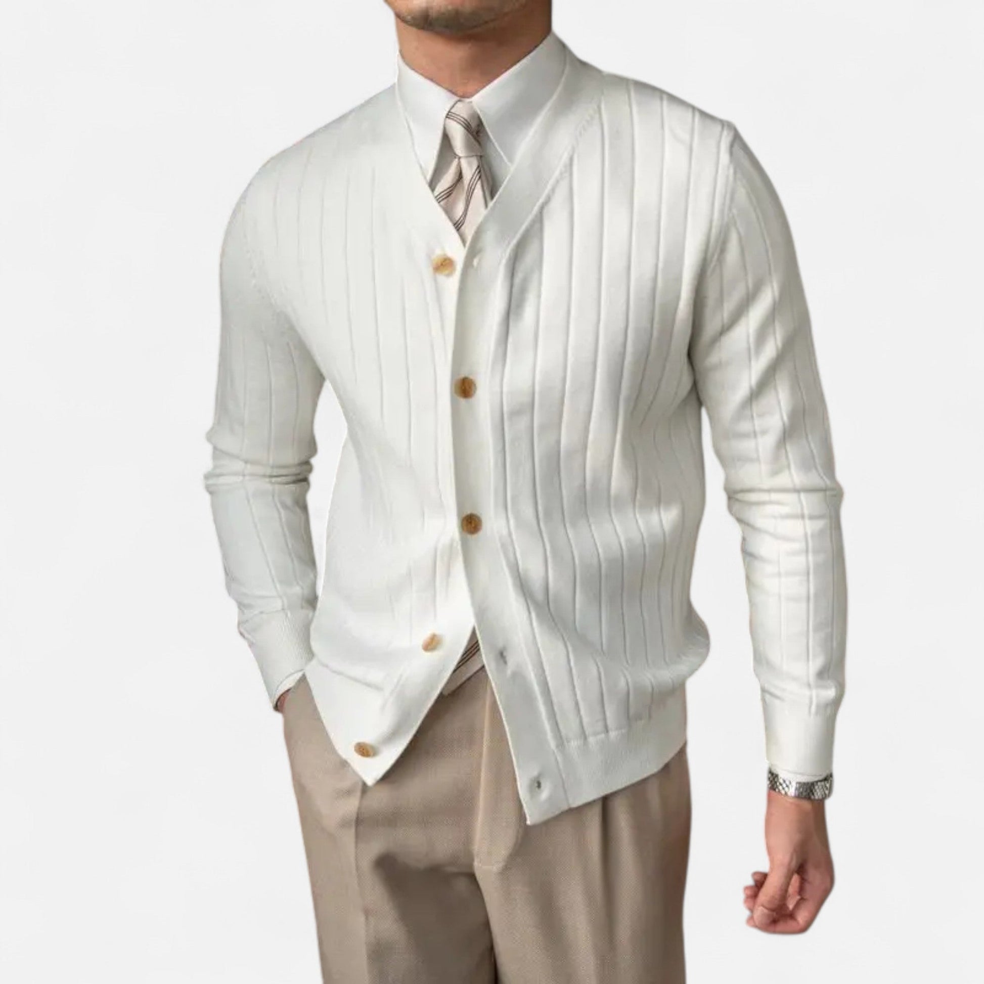 Maison Verdi| Men's V-Neck Elegant Knit Cardigan