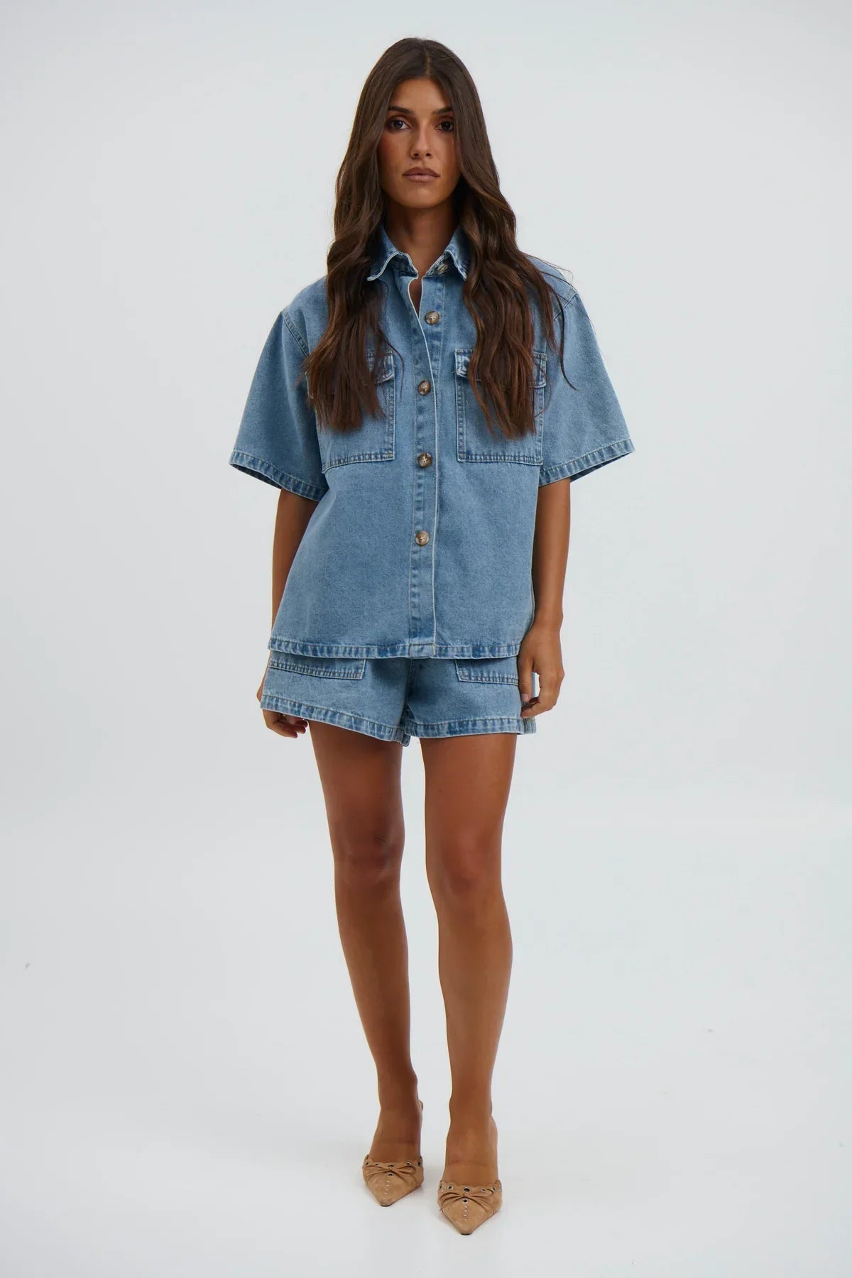  Gaby Light Blue Denim Set 