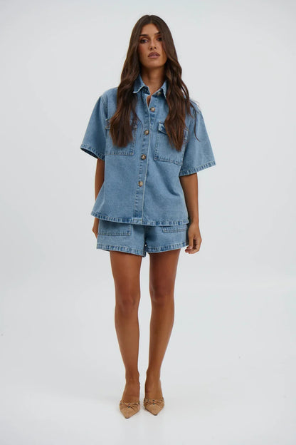  Gaby Light Blue Denim Set 