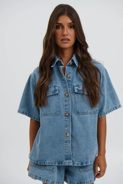  Gaby Light Blue Denim Set 
