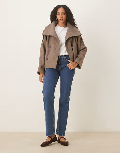 Blazer con collo alto e texture