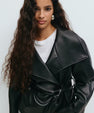 Leather jacket with short waist