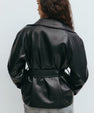 Leather jacket with short waist