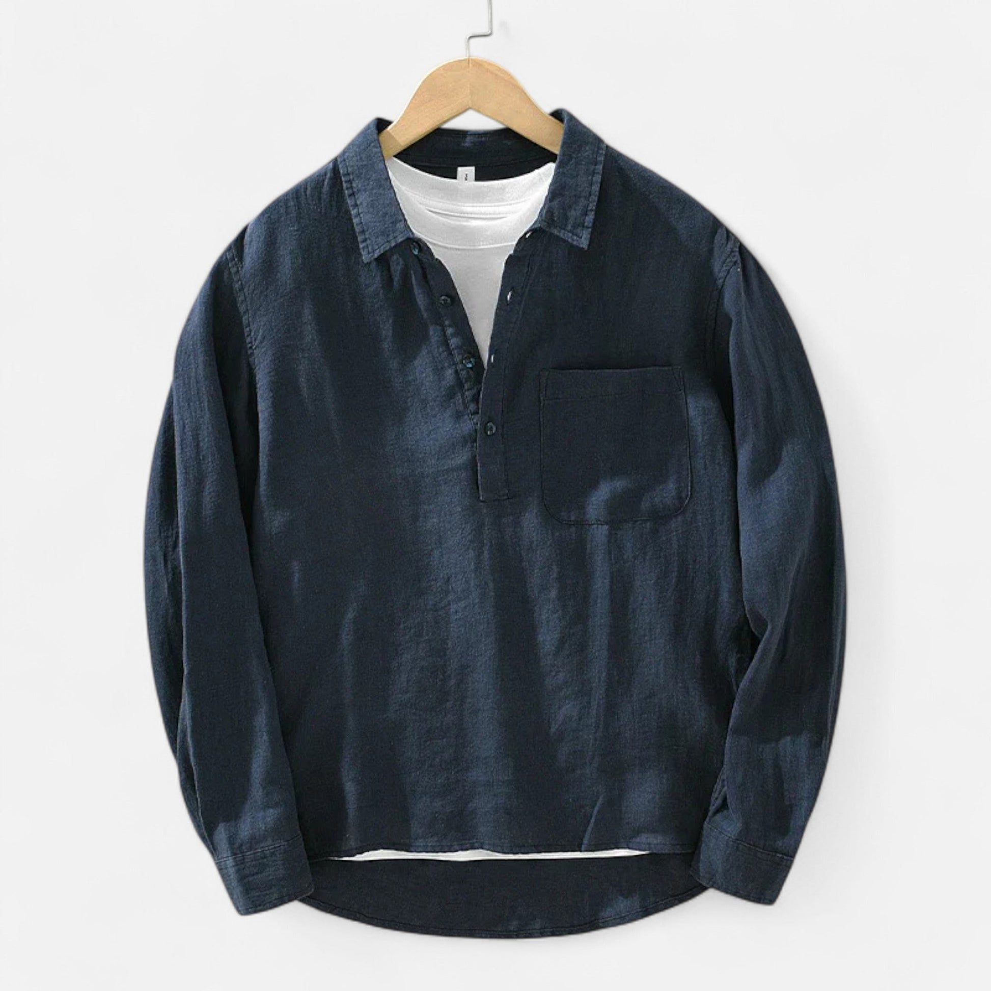 Maison Verdi | Men's Linen Shirt Square Collar