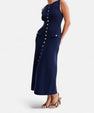 Ancient World | Long Knit Dress with Buttons for Women – Sleeveless Summer Elegance