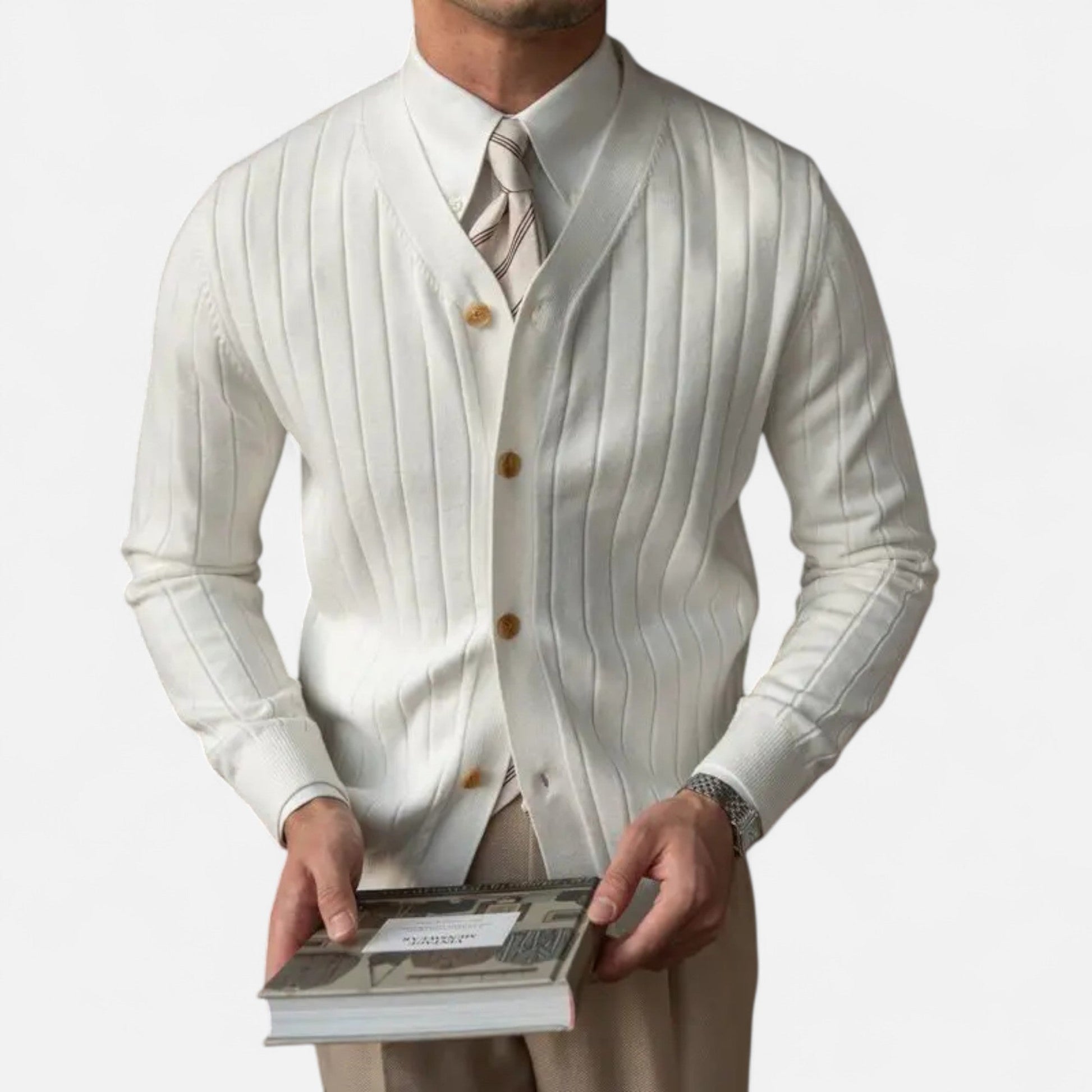 Maison Verdi| Men's V-Neck Elegant Knit Cardigan