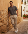 Men's straight-cut cotton sweatpants with drawstring