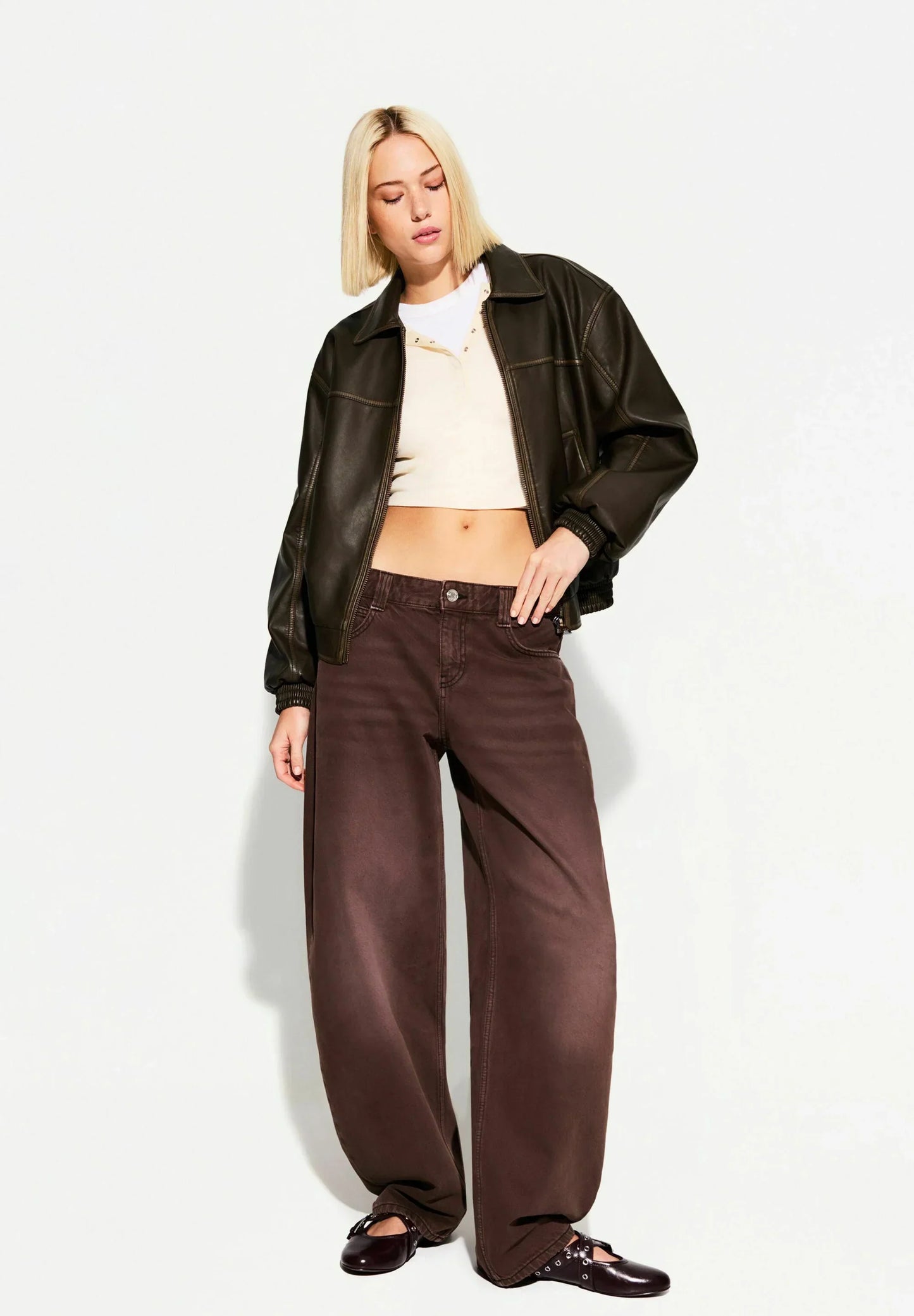Jorja Leather Bomber Jacket