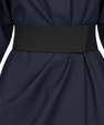 Long women's dress with batwing sleeves and a fitted waist, flowing silhouette