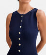 Ancient World | Long Knit Dress with Buttons for Women – Sleeveless Summer Elegance