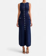 Ancient World | Long Knit Dress with Buttons for Women – Sleeveless Summer Elegance