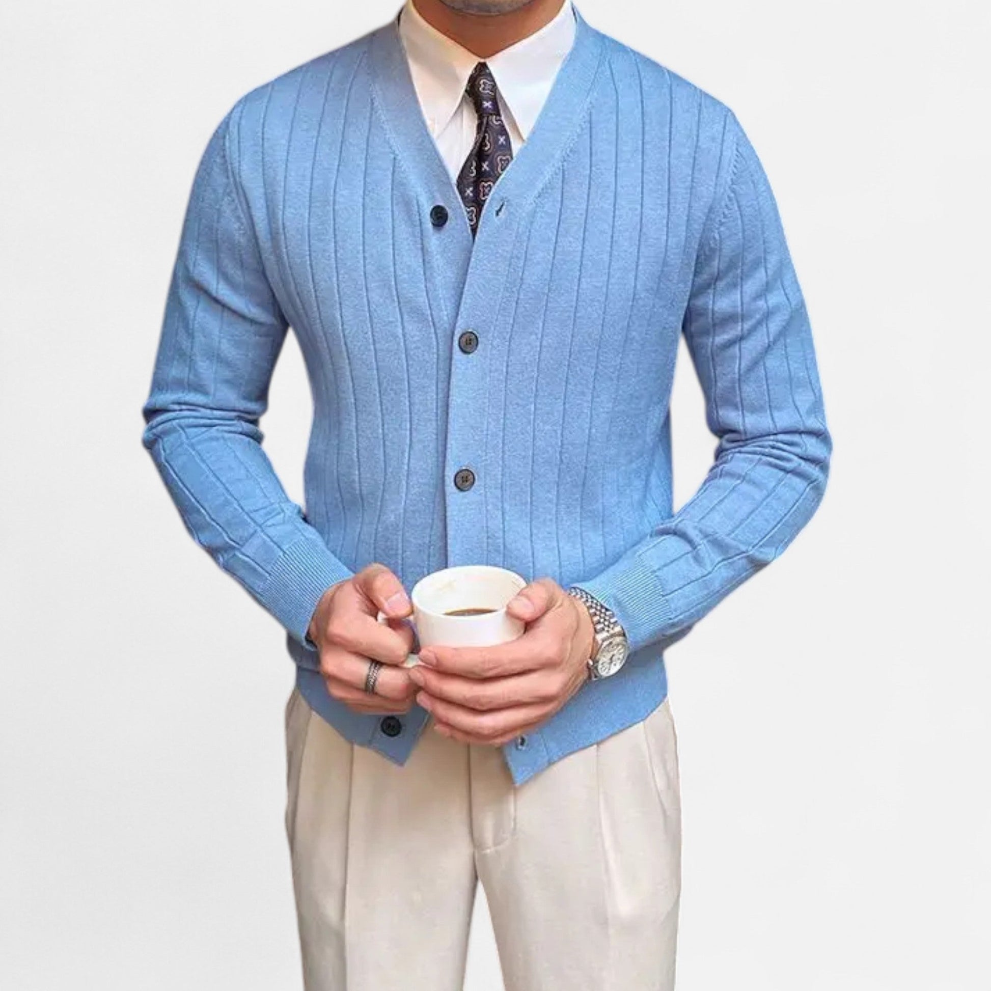 Maison Verdi| Men's V-Neck Elegant Knit Cardigan