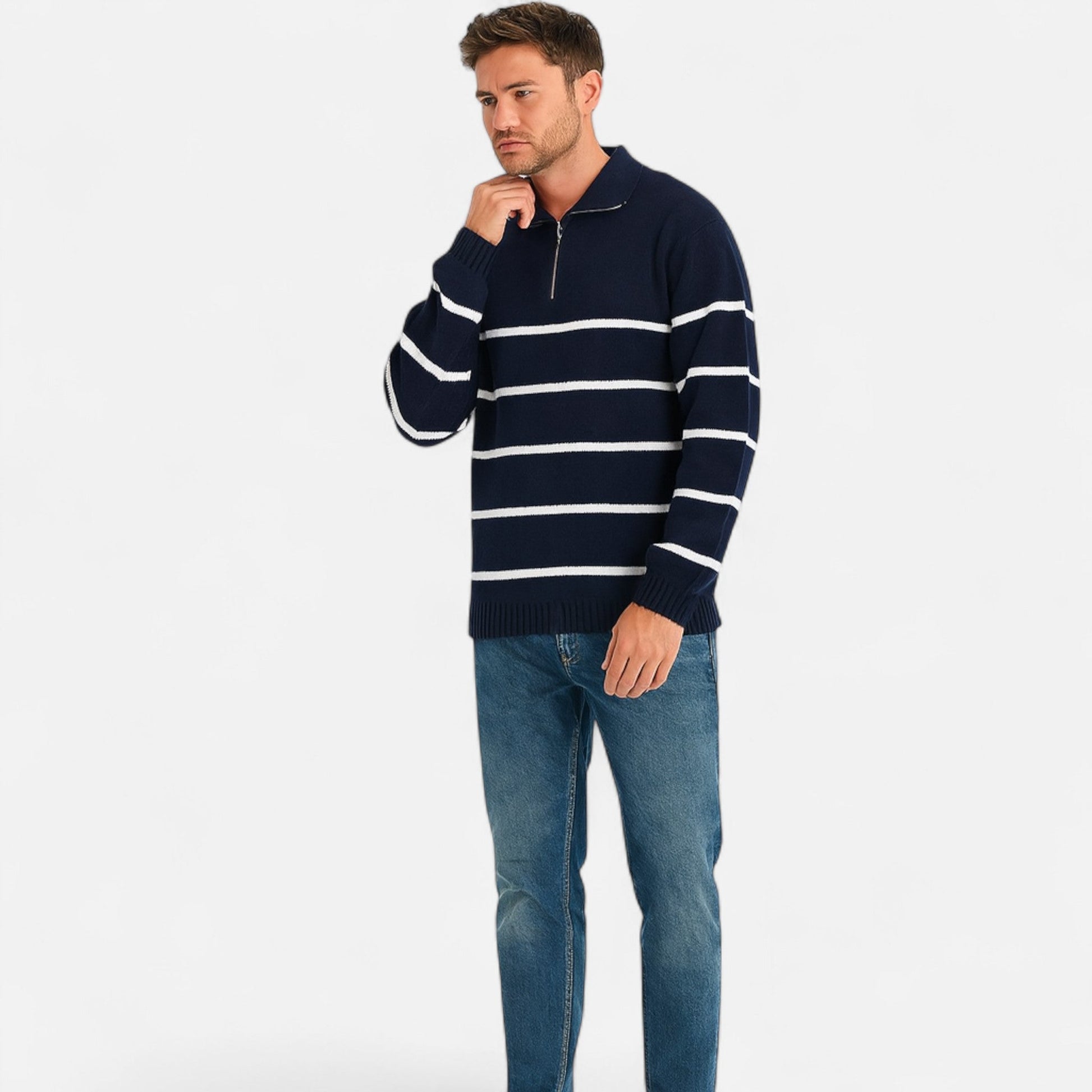 Maison Verdi | Men's Retro Half-Zip Sweater