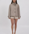 Textured Wool High-Collar Coat