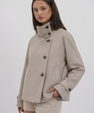Textured Wool High-Collar Coat