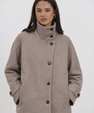 Textured Wool High-Collar Coat