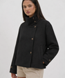 Textured Wool High-Collar Coat