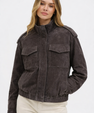 Suede jacket with zipper