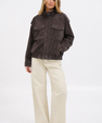 Suede jacket with zipper