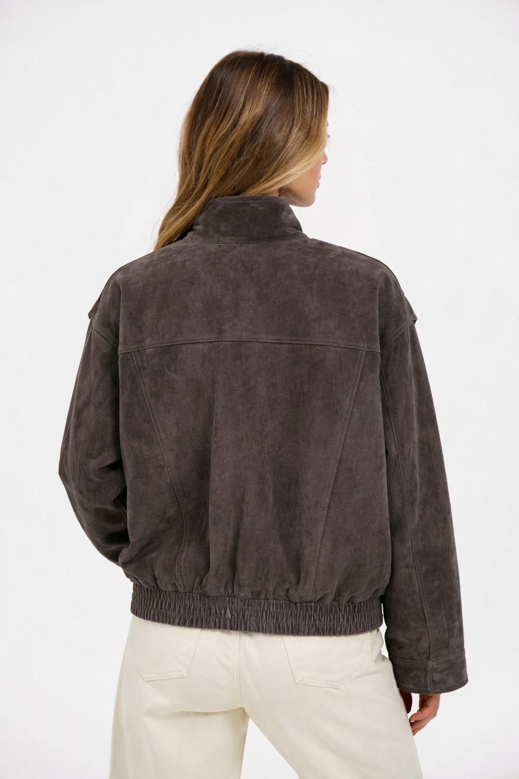 Suede jacket with zipper