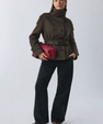 High-Collar Wool Coat with Belt