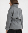 High-Collar Wool Coat with Belt
