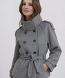 High-Collar Wool Coat with Belt