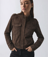 Suede jacket with zipper
