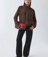 Suede jacket with zipper