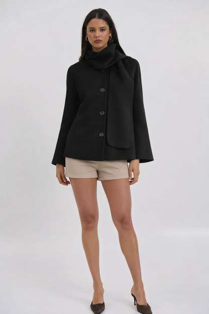 Coat with scarf pattern