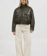 Leather bomber jacket