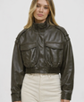 Leather bomber jacket
