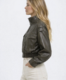 Leather bomber jacket