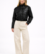 Leather bomber jacket