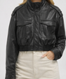 Leather bomber jacket
