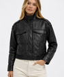 Leather bomber jacket