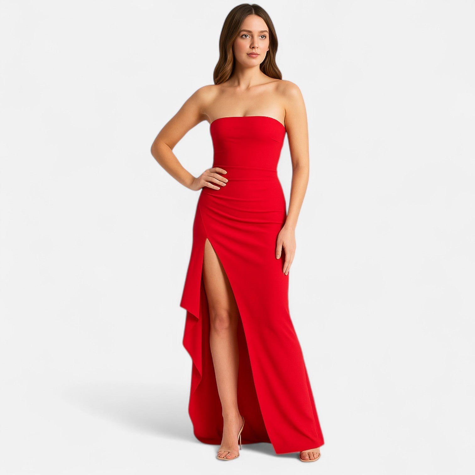 Maison Verdi| Strapless Dress with High Slit for Women