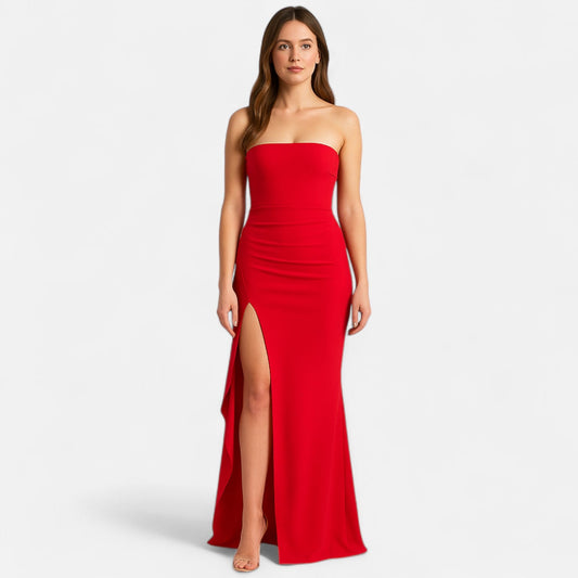 Maison Verdi| Strapless Dress with High Slit for Women