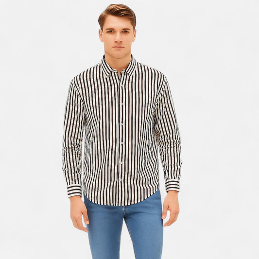 Maison Verdi | Men's Long Sleeve Striped Shirt