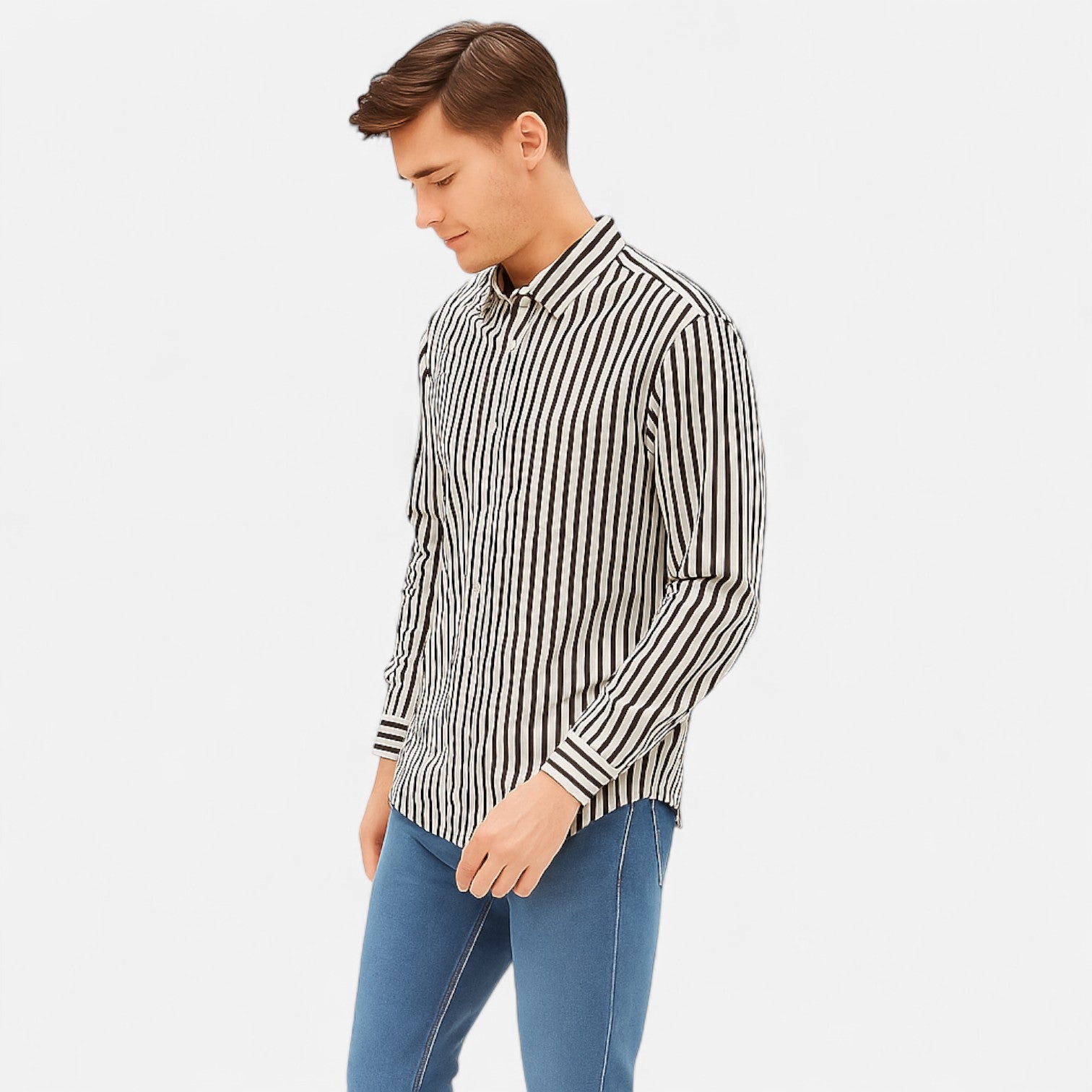 Maison Verdi | Men's Long Sleeve Striped Shirt