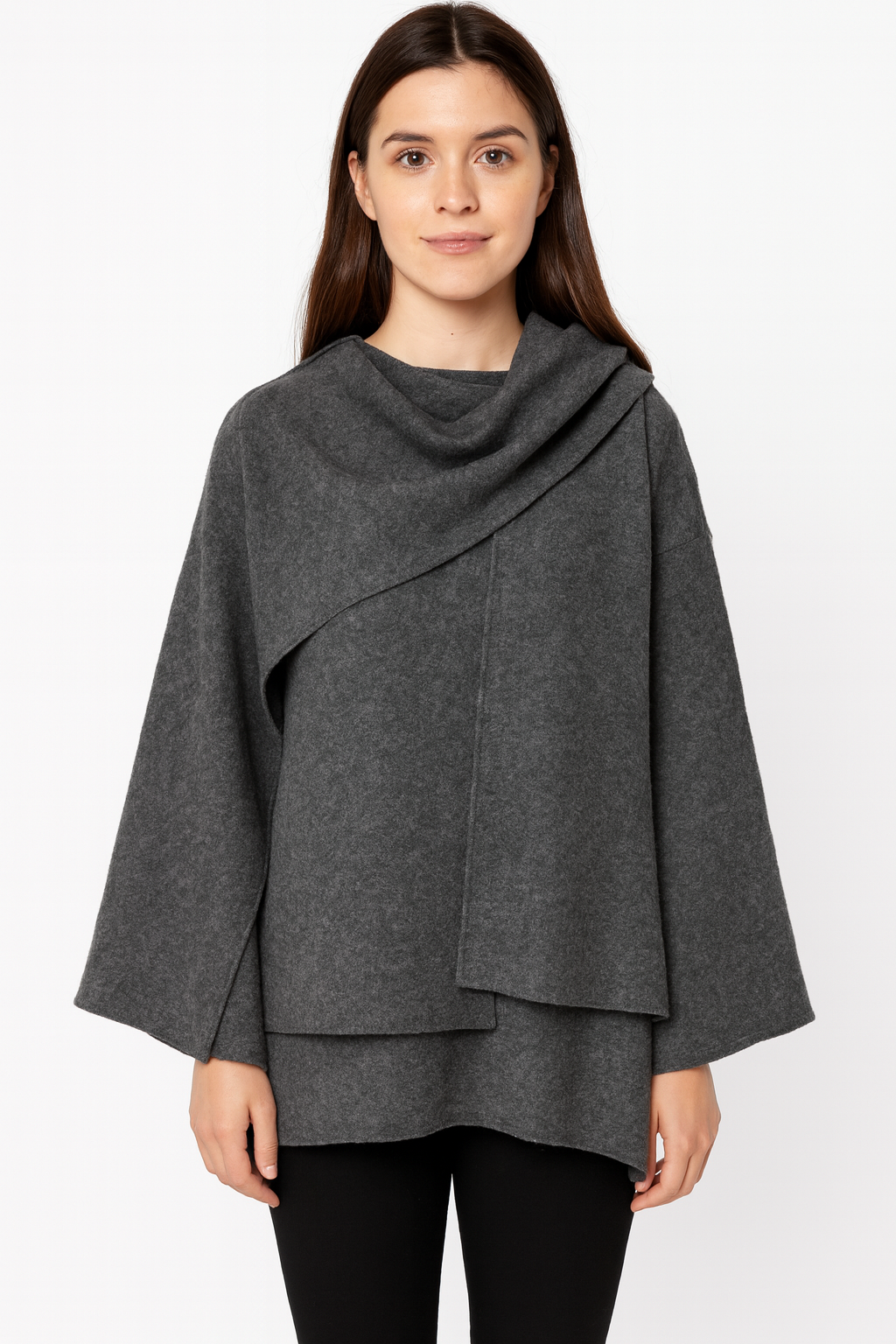Asymmetrical Jacket with Short Scarf