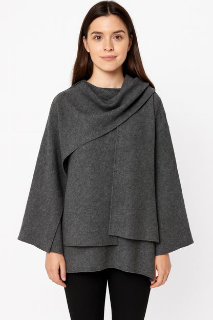 Asymmetrical Jacket with Short Scarf