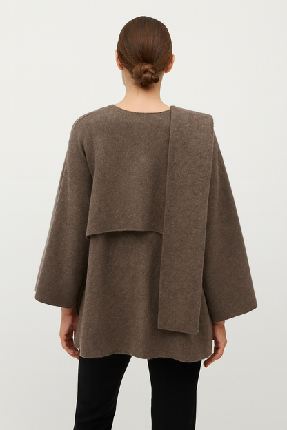 Asymmetrical Jacket with Short Scarf